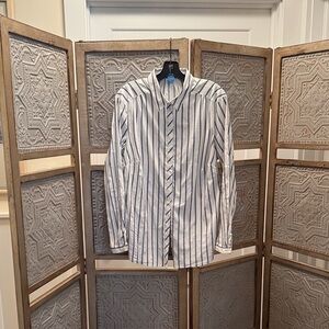 Basler White and Black Striped Button Down Shirt